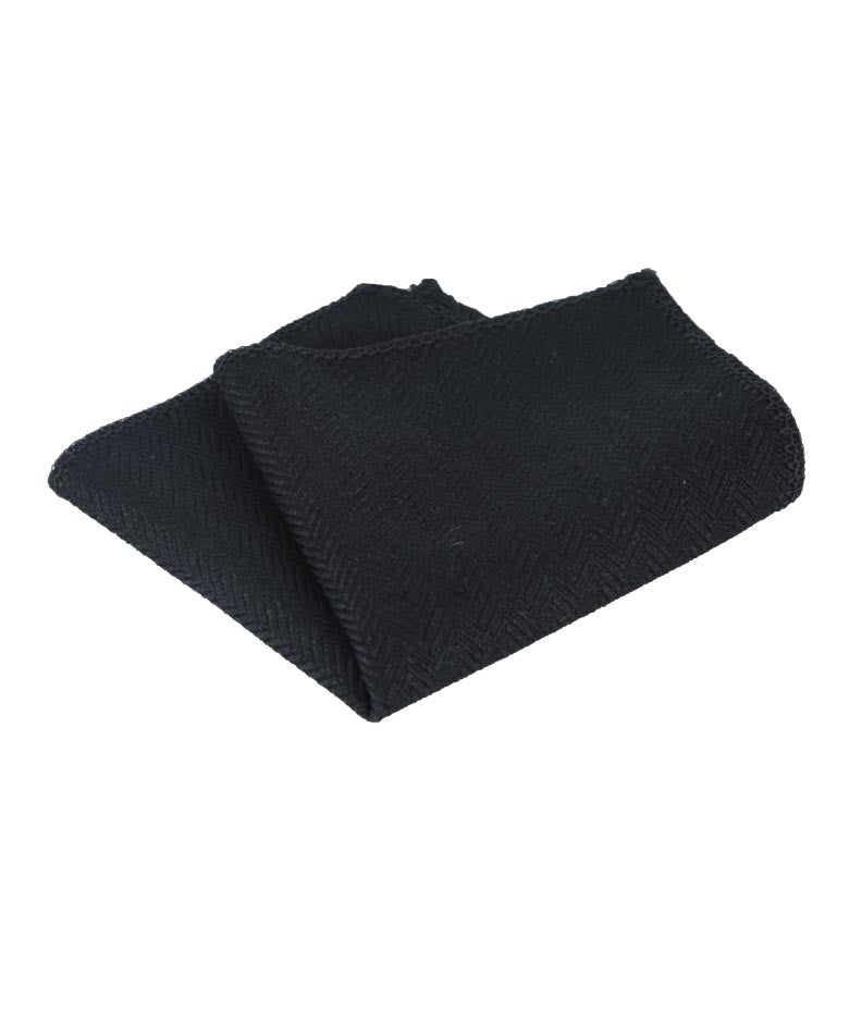 Men's & Boys Herringbone Tweed Pocket Handkerchief - Black