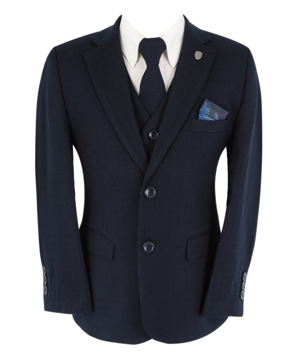 BoysTailored Fit Navy Husky Suit Set - IAN - Navy Blue