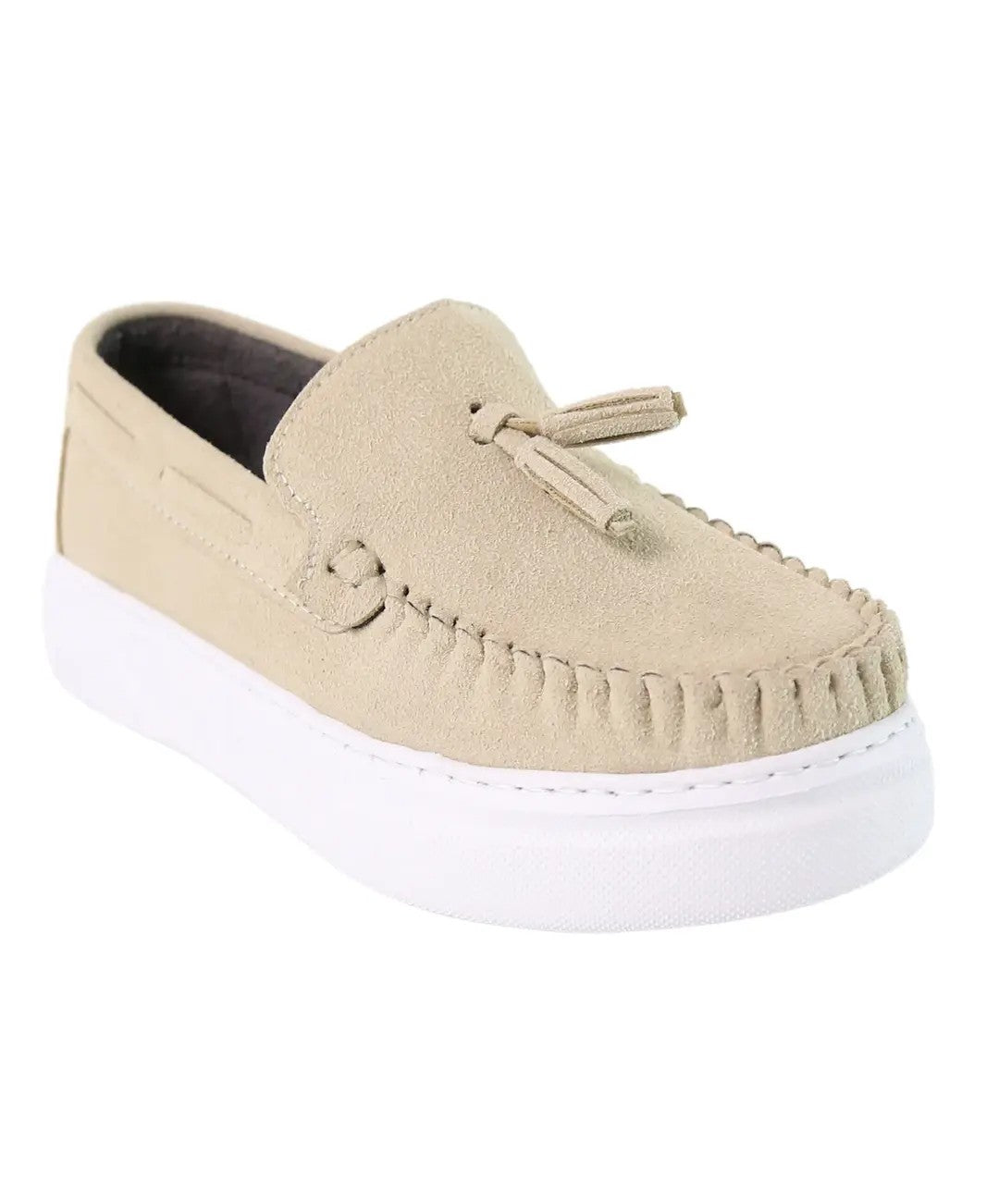 Boys Suede Slip-On Thick Sole Loafers - URBAN - Beige