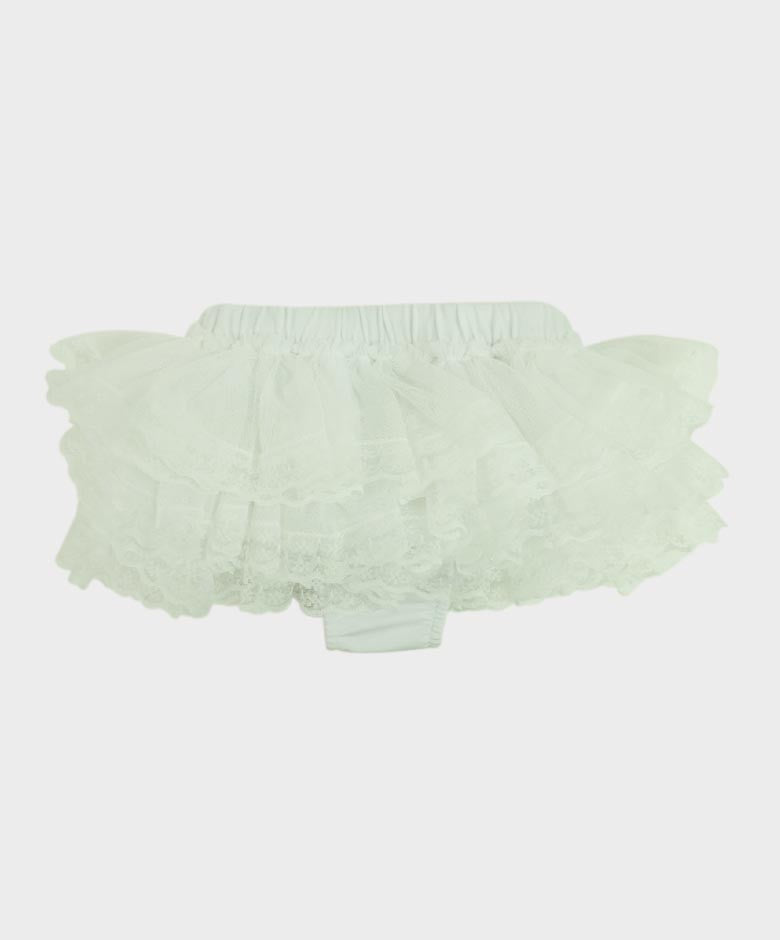 Baby Girls Ruffled Lace  bloomers - White