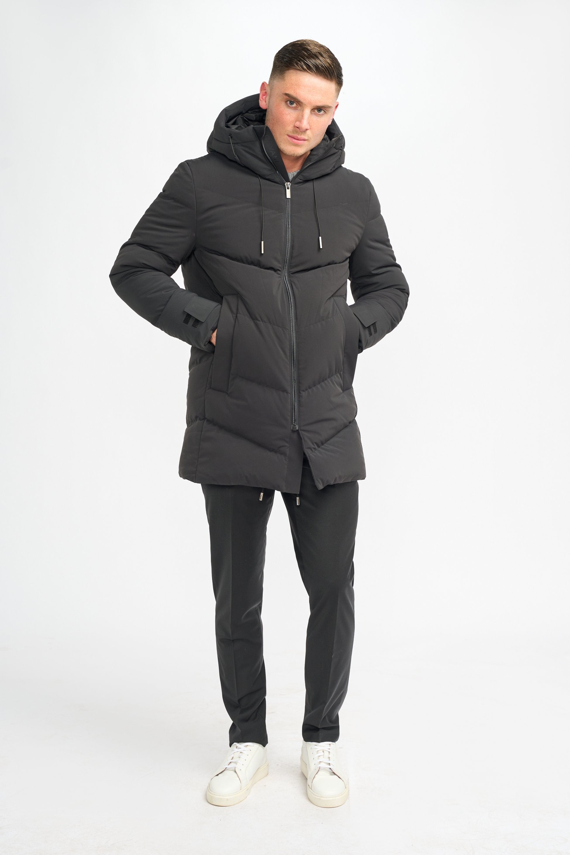 Men's Quilted Puffer Jacket Winter Coat - FABINI - Black