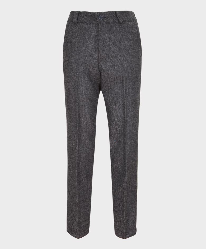 Boys Herringbone Tweed Grey Suit - GEORGE - Dark Grey