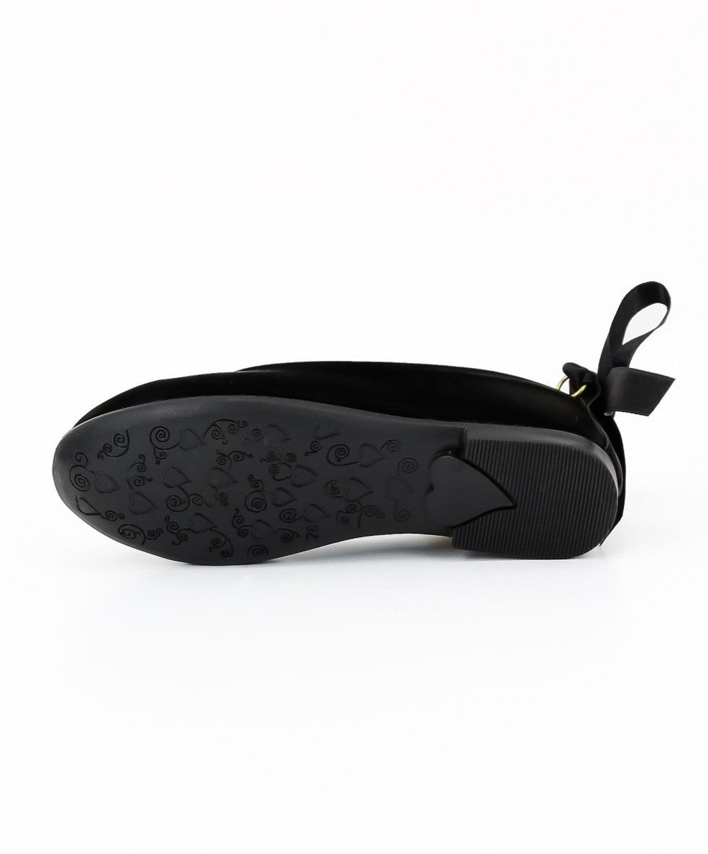 Girls Pearls Flat Mary Jane Shoes - ISABEL - Black