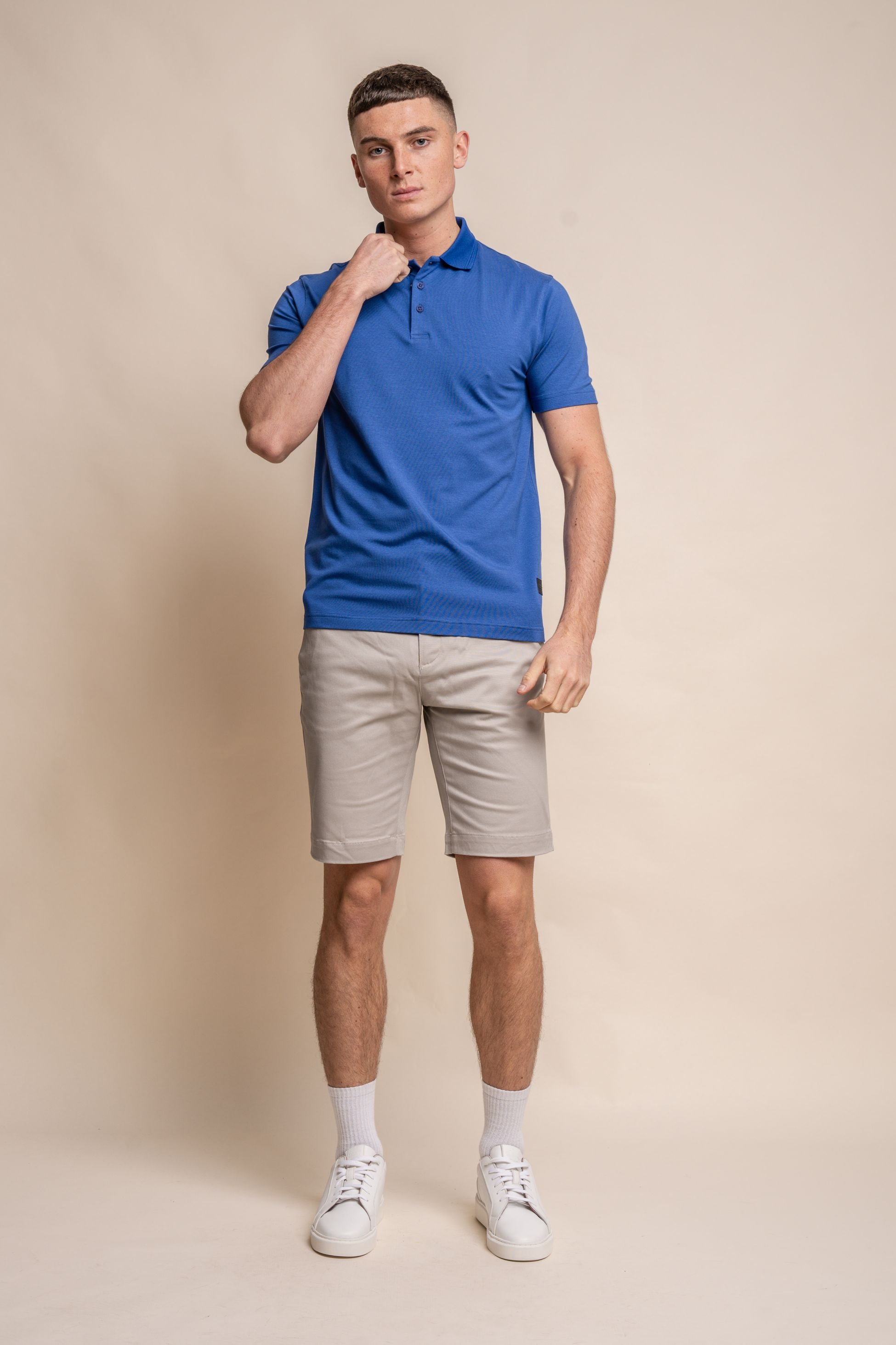 Men's Slim Fit Cotton Short Sleeve Polo T-Shirt - Kelsey - Electric Blue