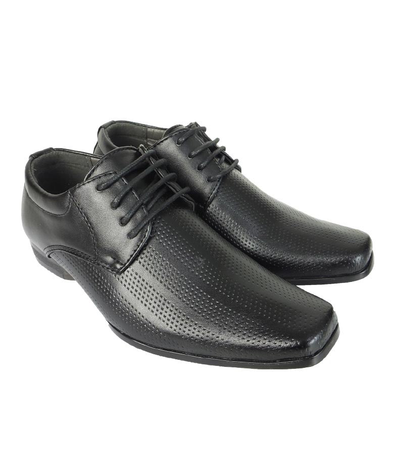 Boys Lace Up Derby Shoes - BRIGHTON Black - Black