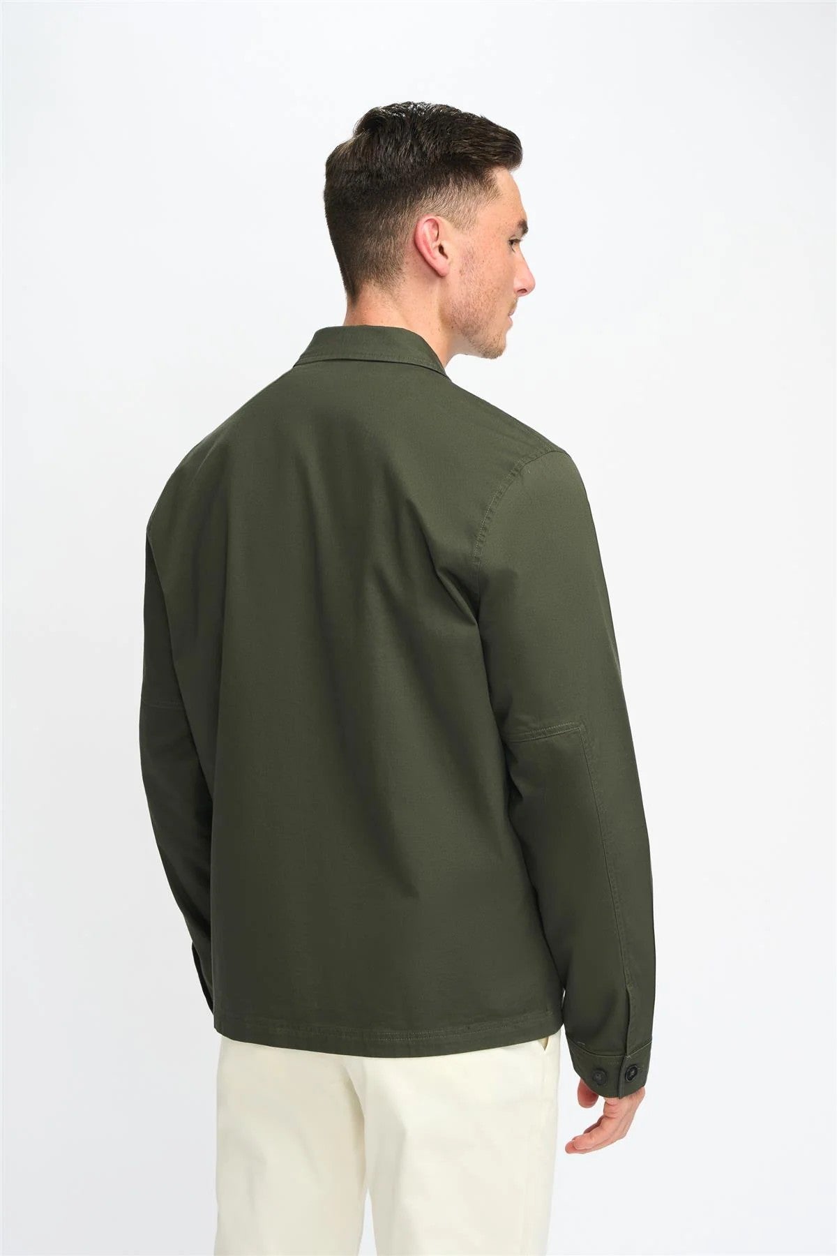 Men’s Regular Fit Cotton Overshirt - Acardi - Olive Green