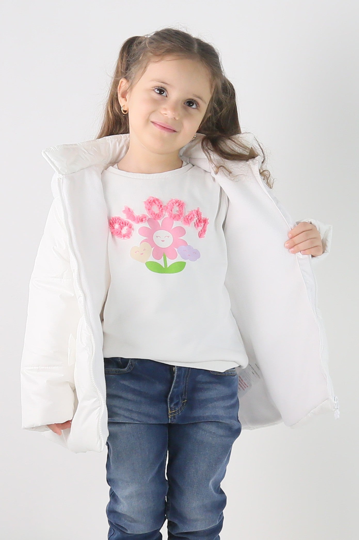 Baby & Girls' Quilted Hooded Puffer Coat - SASHA - White