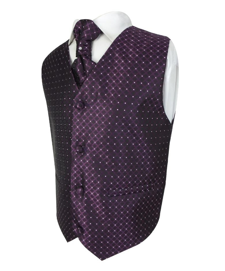 Baby & Boys 4 Piece Diamond Design Wedding Waistcoat Suit - Purple