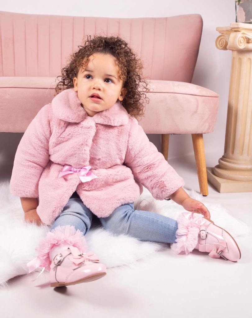 Baby Girls Fur Mid-Length Coat - Pink