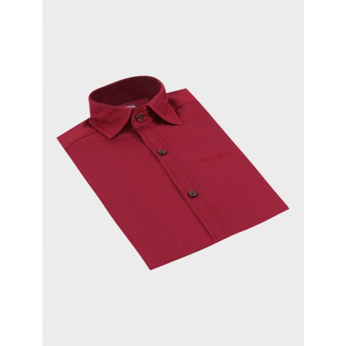 Boys Cotton Slim Fit Oxford Shirt - RYAN - Burgundy