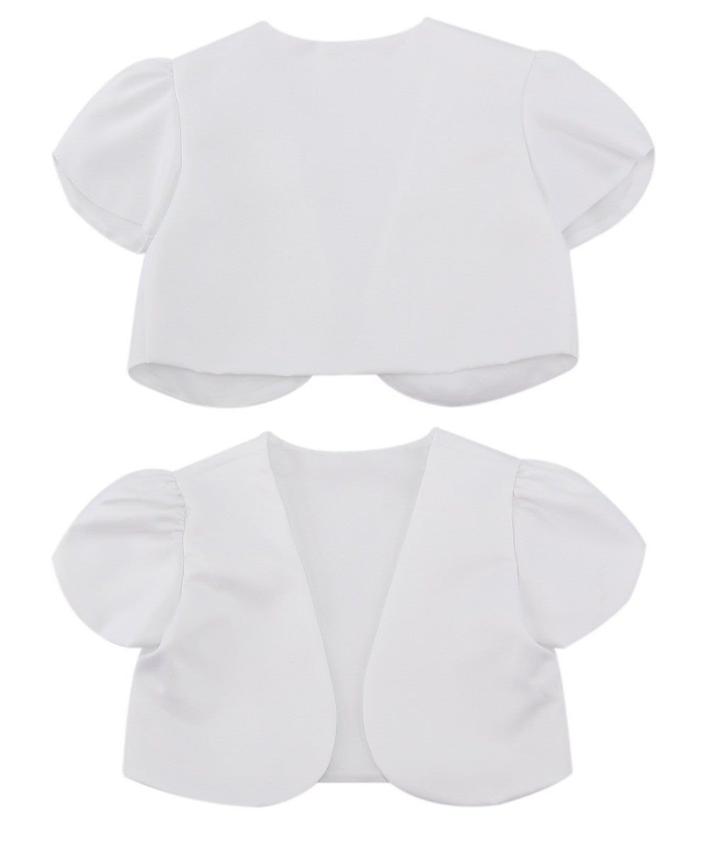 Girls Short Sleeve Bolero - White