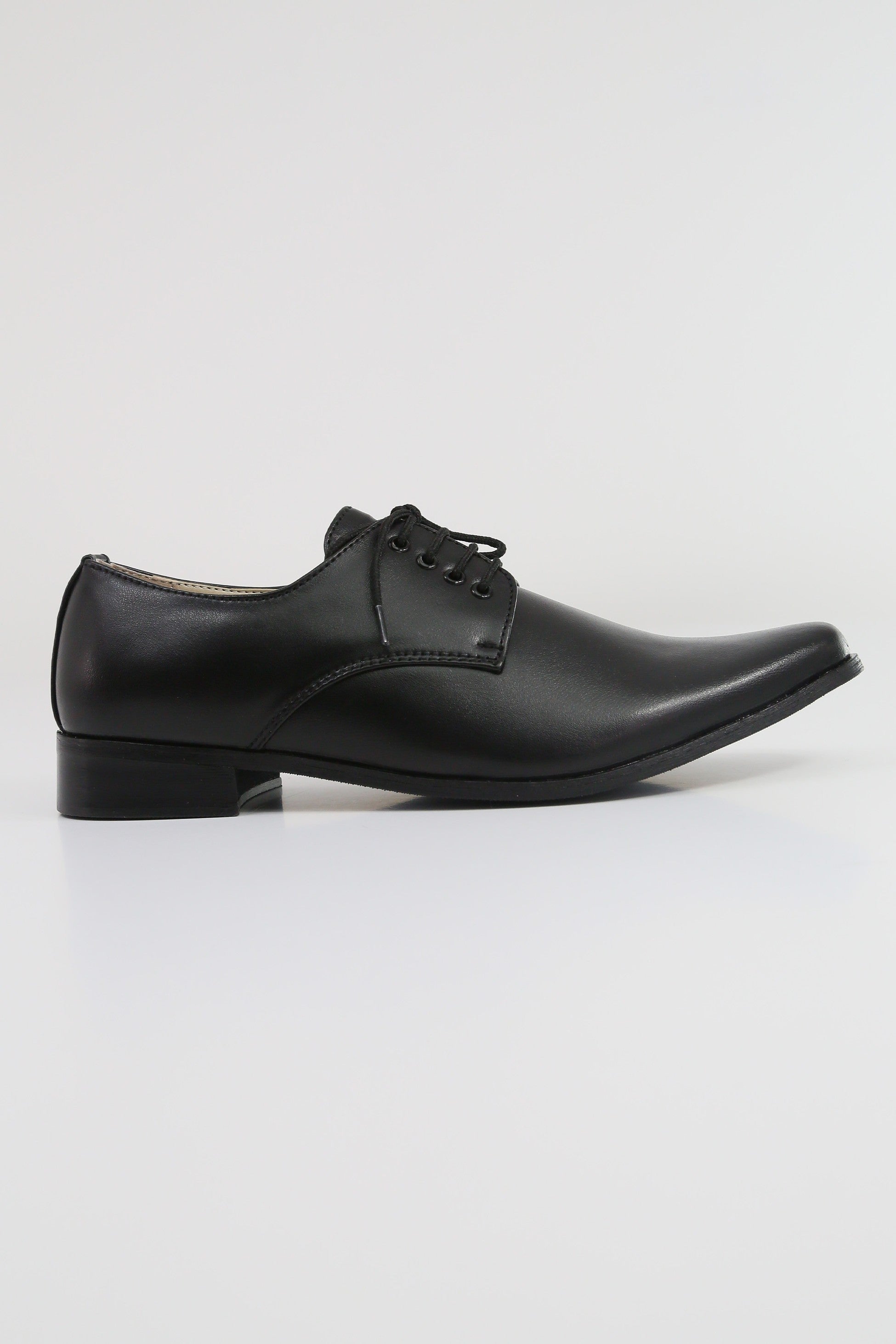 Boys Matte Leather Derby Shoes - GEORGE - Black