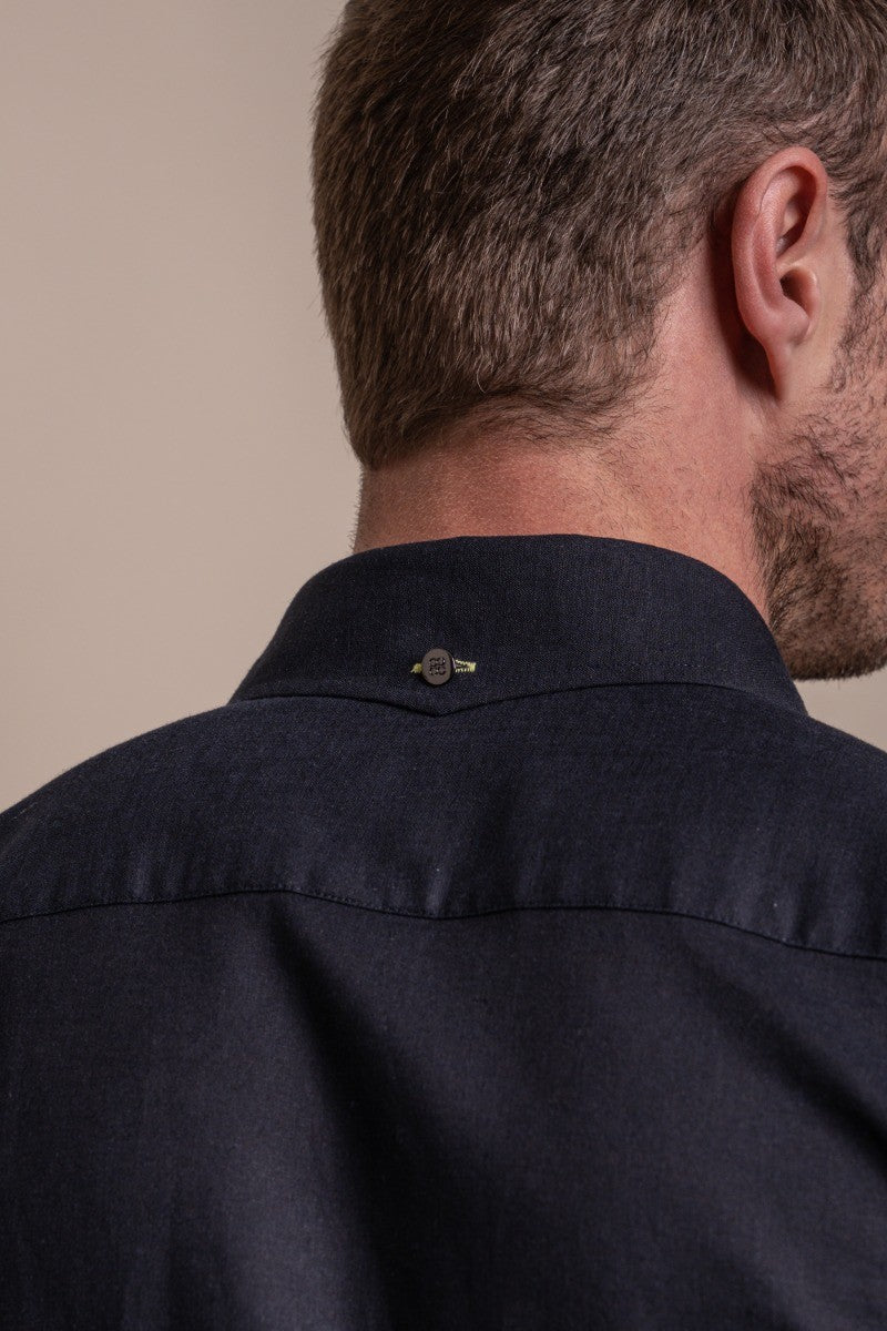 Men's Long Sleeves Linen Shirt - JORDI - Navy Blue