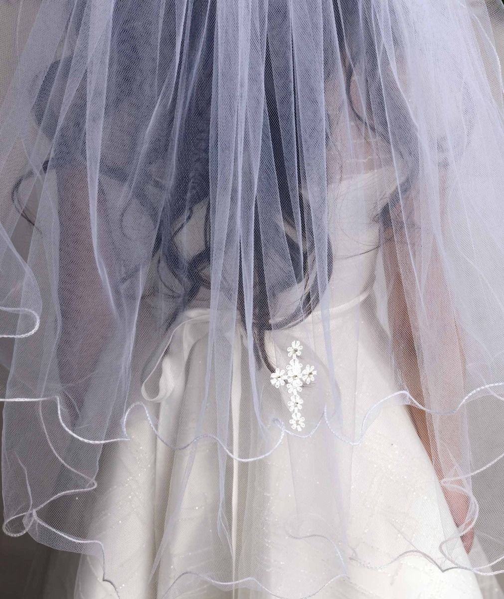 Girls White Tulle Veil - VL-608_R