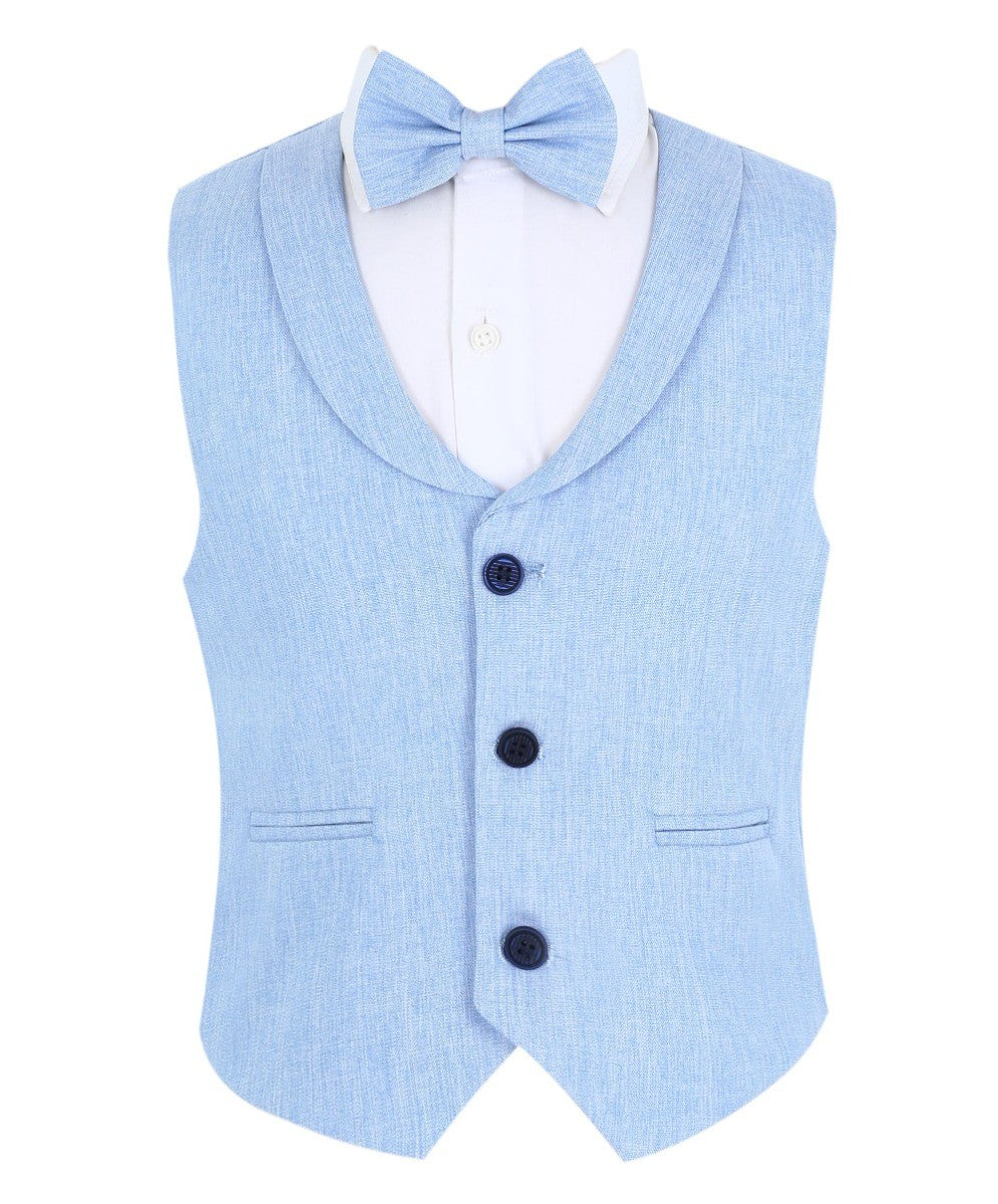 Boys Formal Waistcoat Suit Set - Blue - Beige