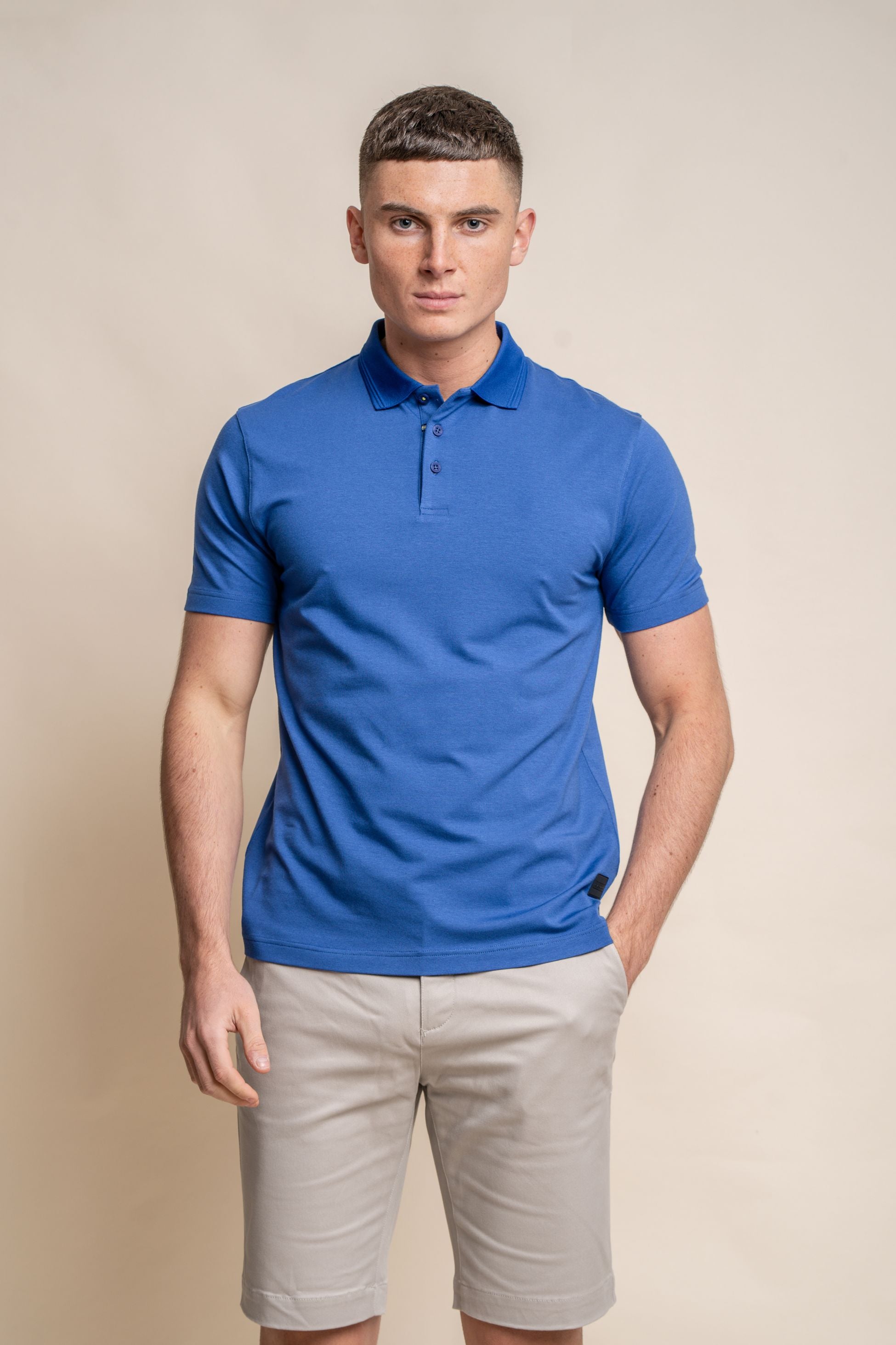 Men's Slim Fit Cotton Short Sleeve Polo T-Shirt - Kelsey - Electric Blue