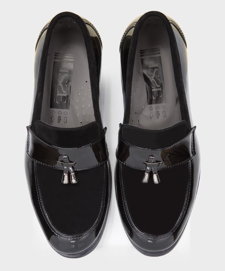 Baby Boys & Boys leather and Suede Slip on Formal Tassel Loafers - Black