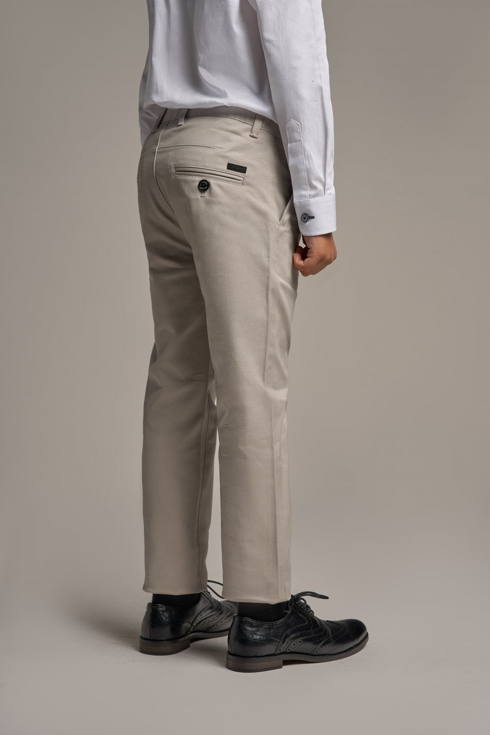 Boys Slim Fit Cotton Chino Trousers - DAKOTA - Stone Beige