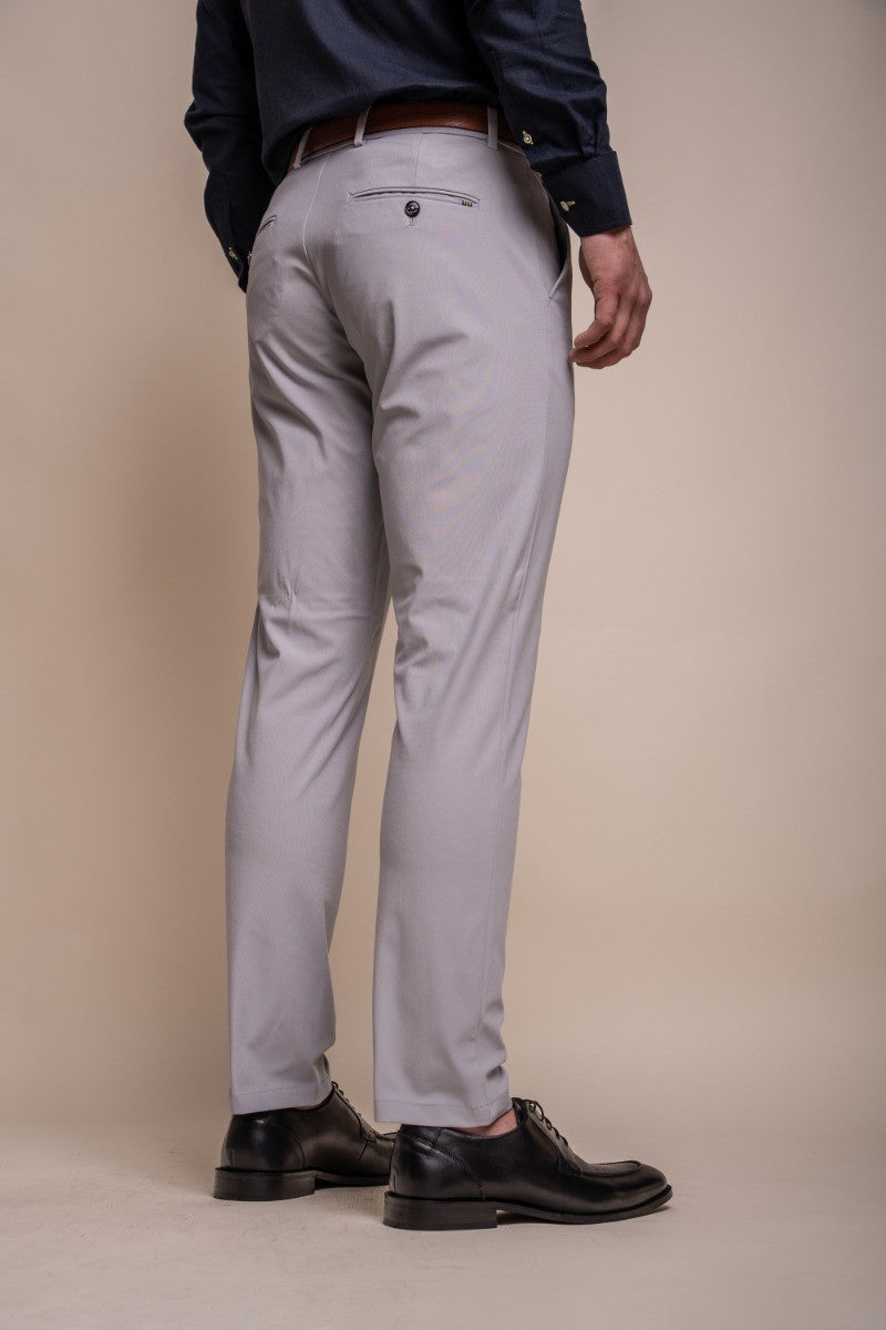 Men's Slim Fit Casual Trousers - REED - Grey