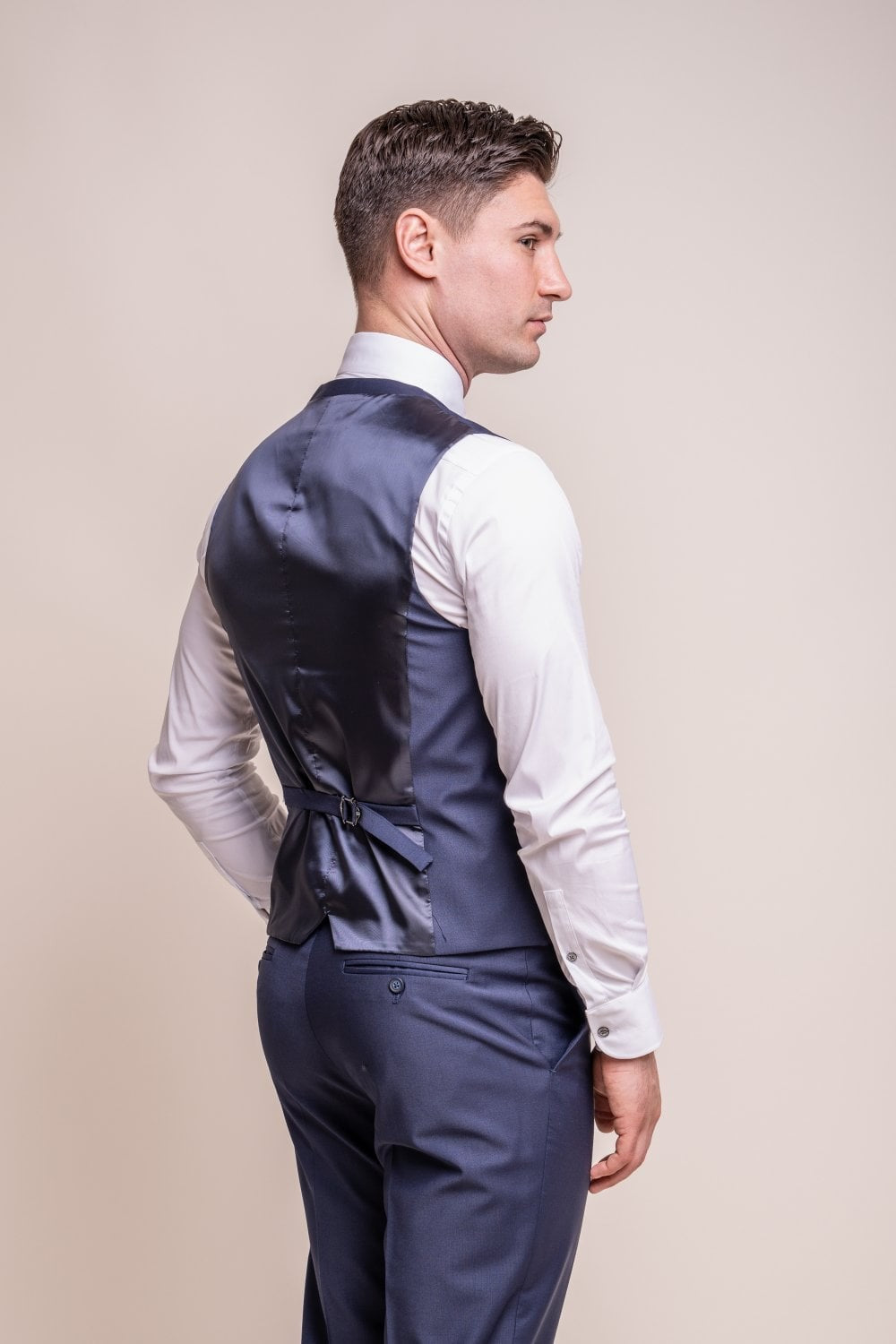 Men's Wool Blend Slim Fit Waistcoat- BOND - Navy