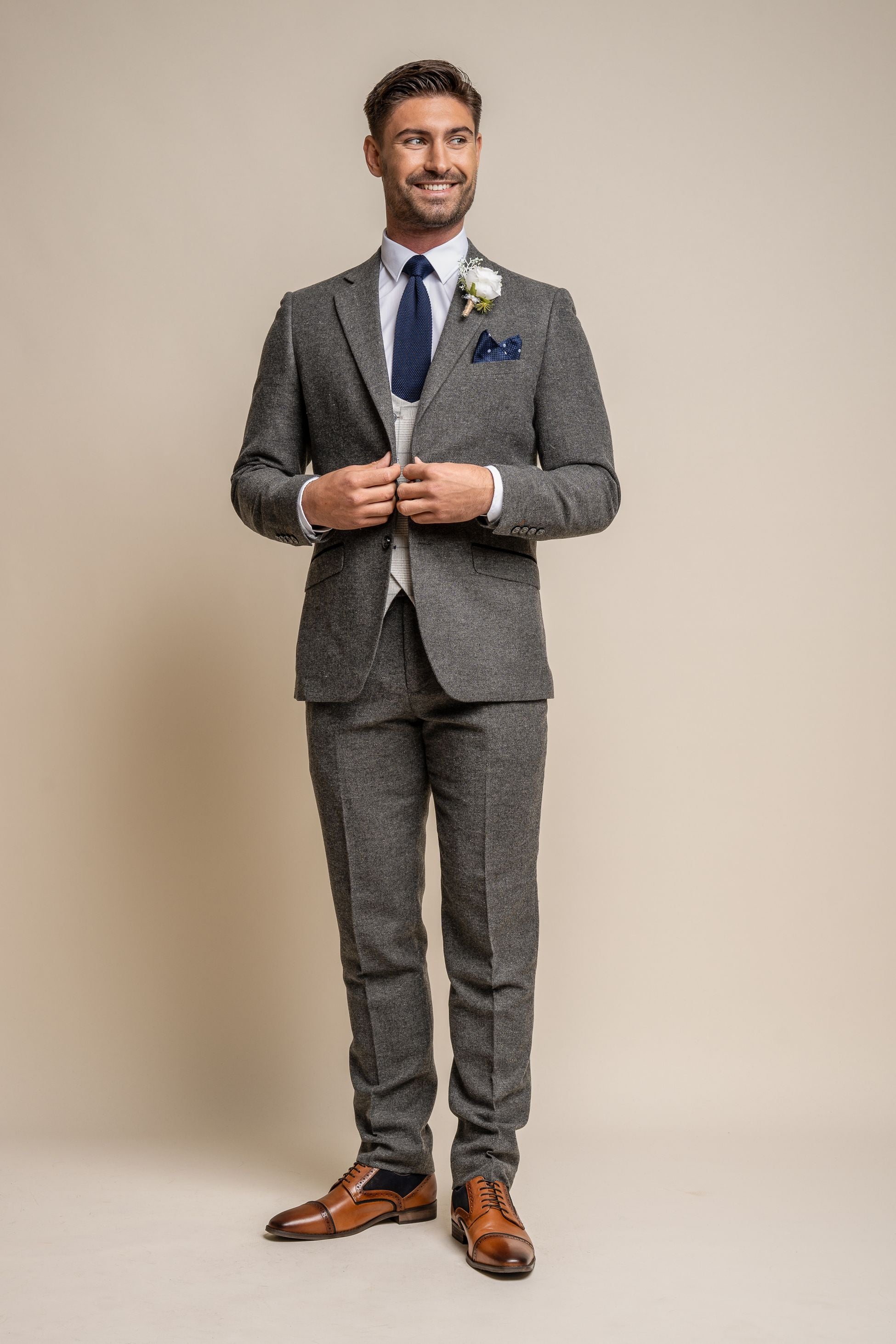 Men's Herringbone Suit with Double-breasted Waistcoat - Combined Set Martez Radika