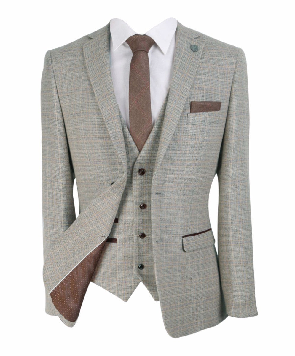 SIRRI Boys Houndstooth Check Tweed Suit Set - Slim Fit 6-Piece Wedding Prom Formal Outfit