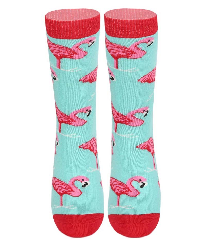 Unisex Kids Flamingo Socks - Novelty - Pink- Mint