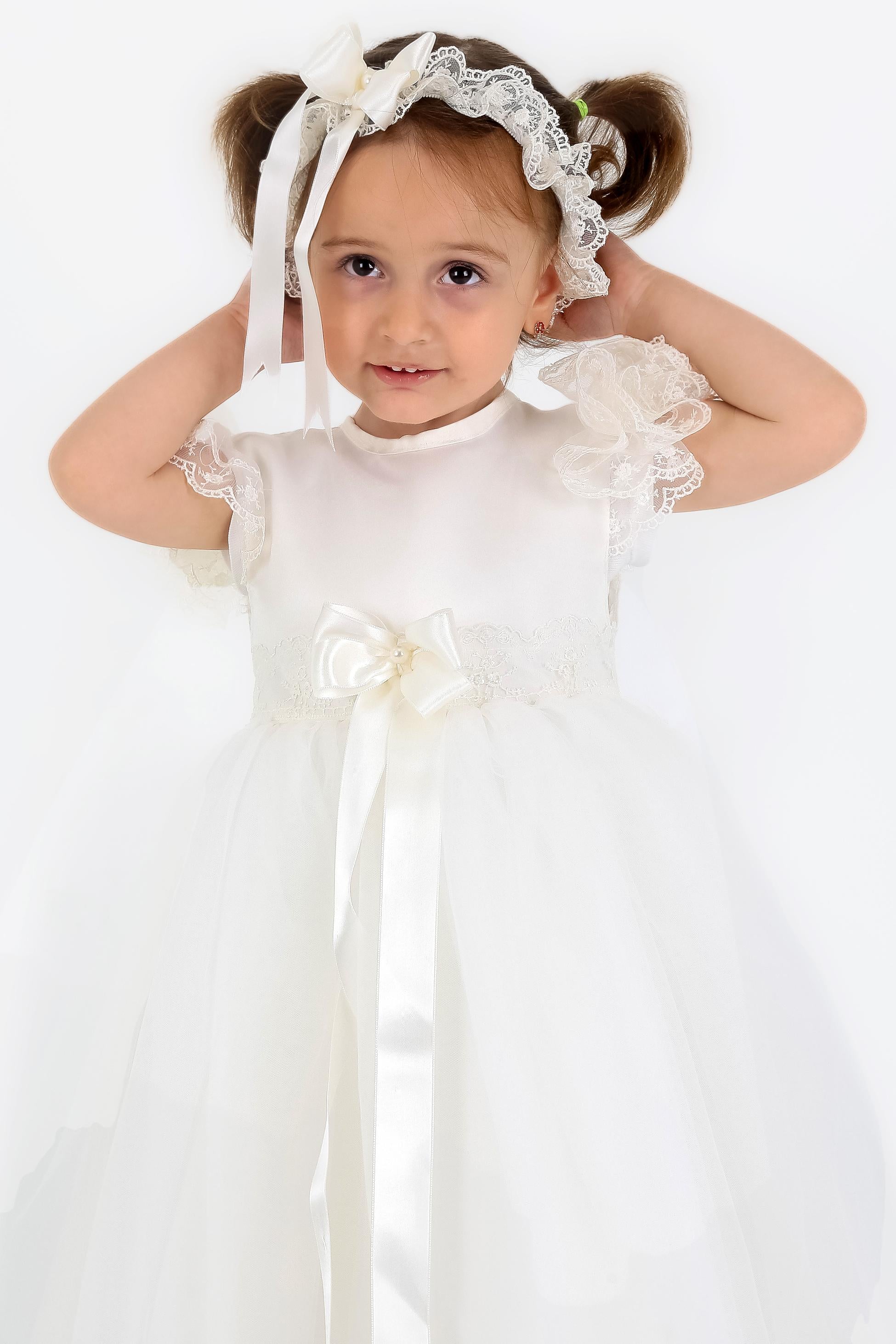 Baby Girls Ruffle Lace White Dress - CHRISTINA - White