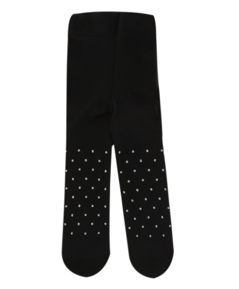 Baby Girls Microfiber Polka Dot Tight - Black