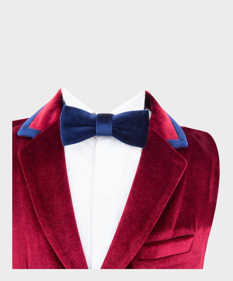 Boys Velvet Waistcoat Set - Claret Red