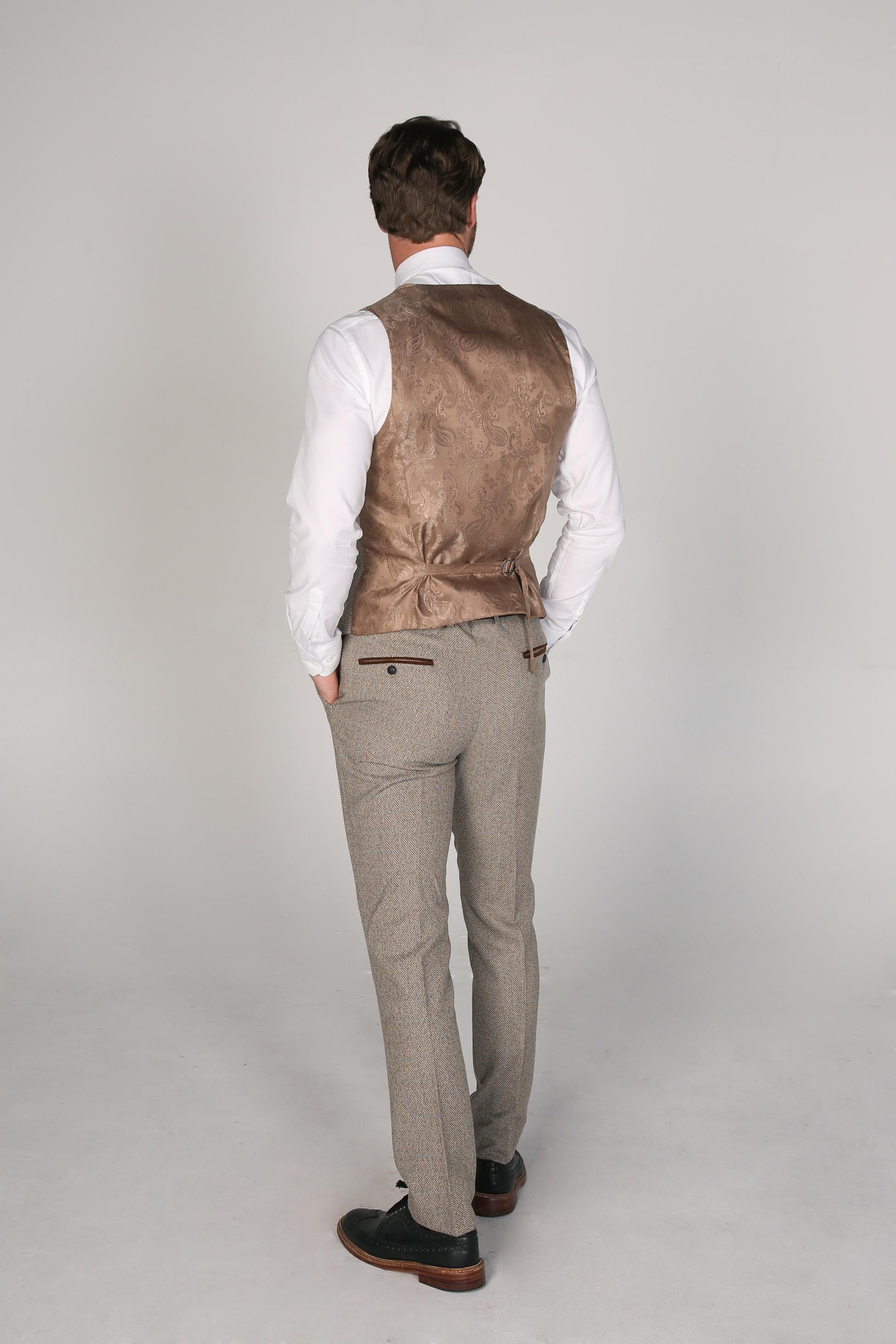 Men's Tweed Tailored Fit Suit - RALPH Beige - Beige