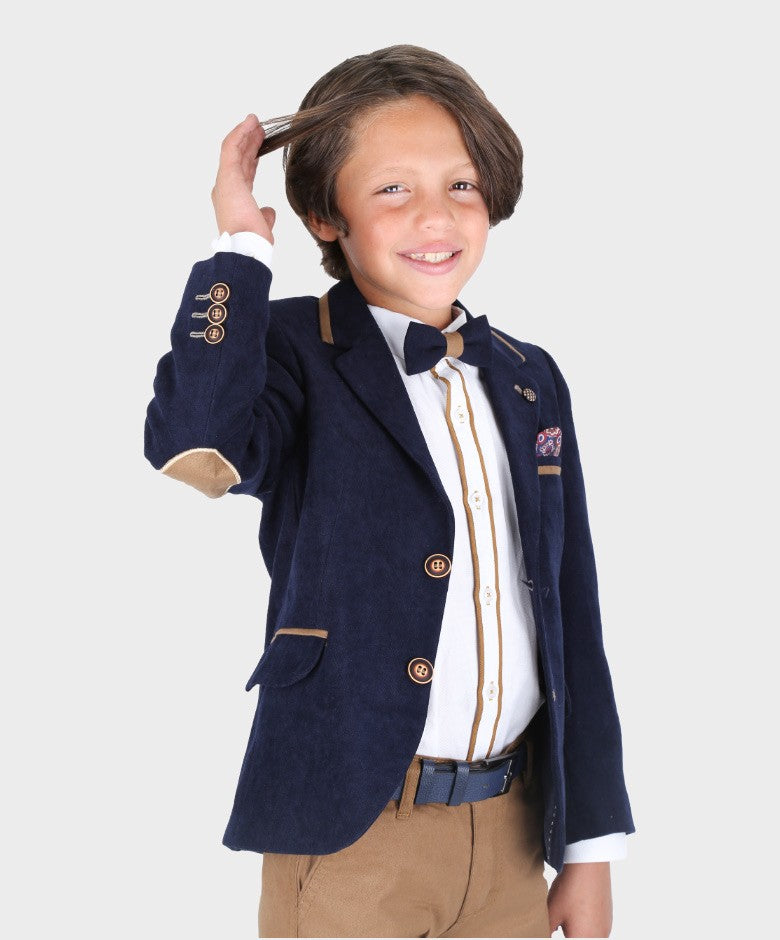 Boys Tailored Fit 6 Piece Suit Set - Sebastian - Navy Blue