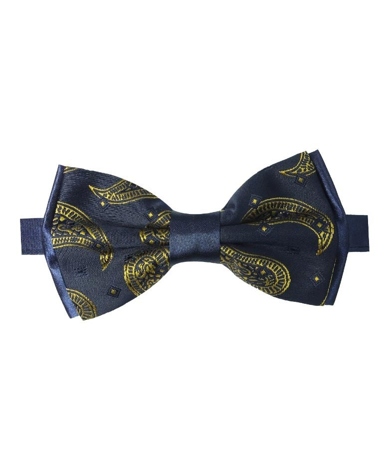 Boys & Men's Paisley Bow Tie and Hanky Set - Navy Blue