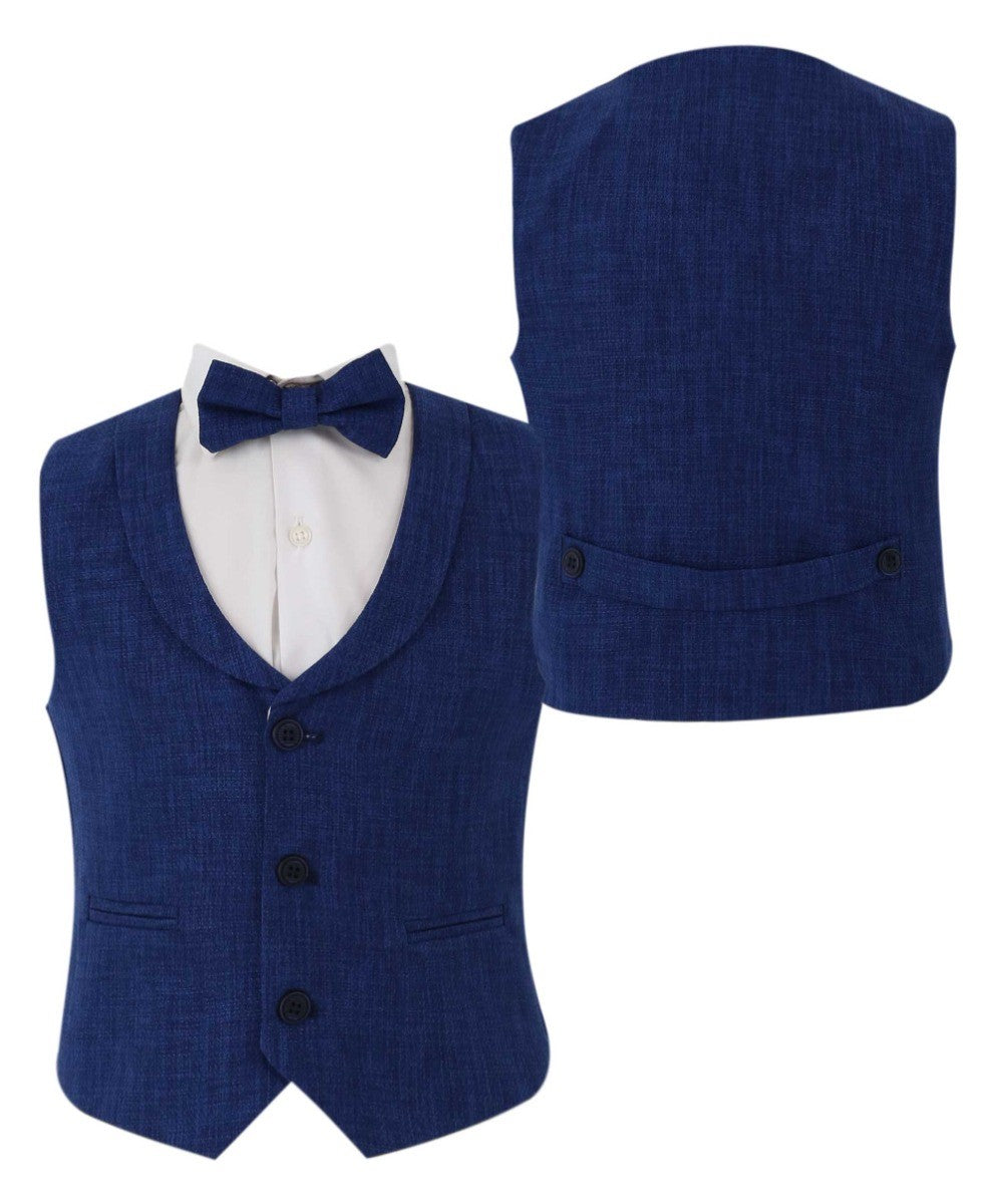 Boys Single-Breasted Waistcoat Set - POLPERRO - Navy Blue