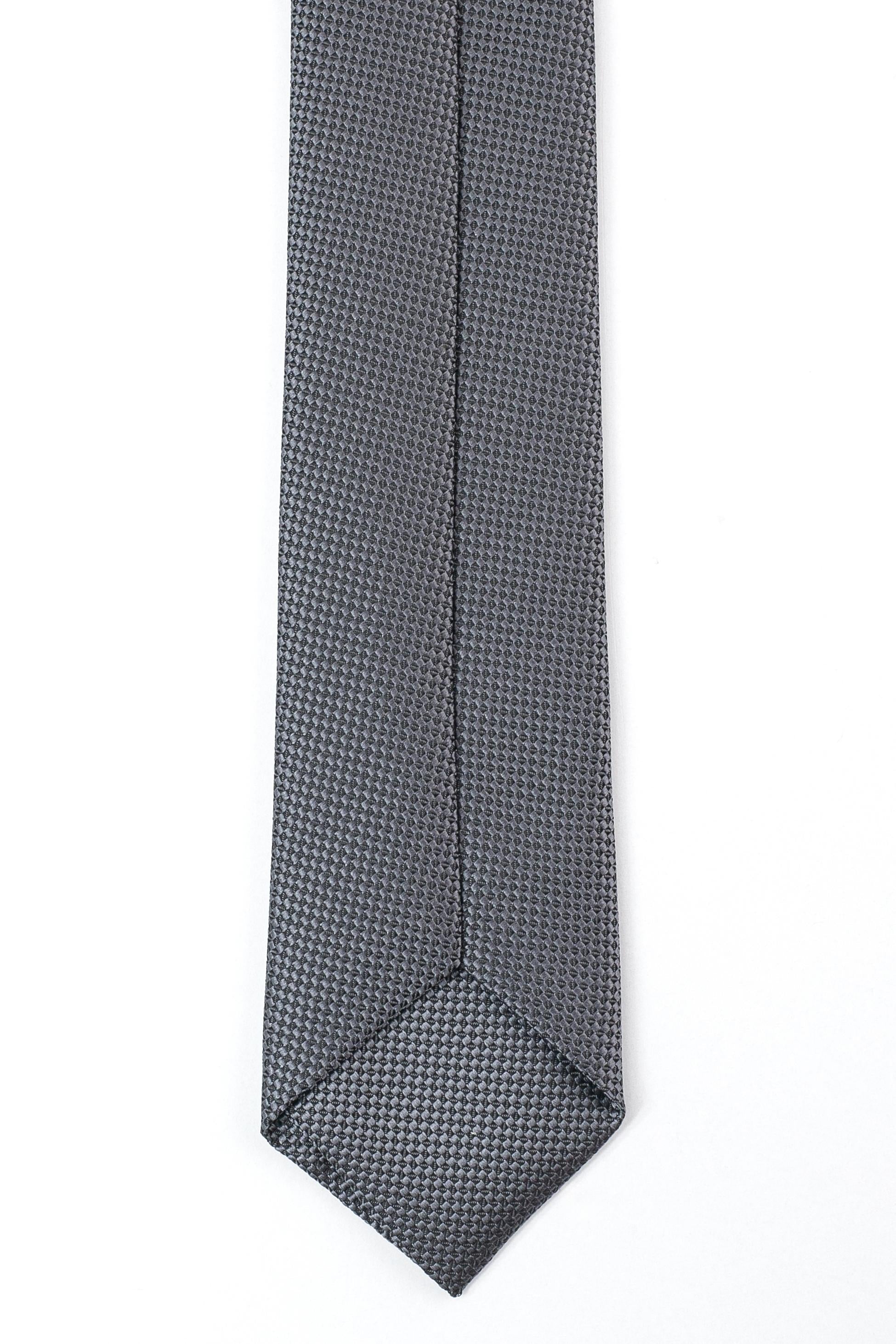 Boys’ Jacquard Tie & Hanky Set with Elastic Strap - Charcoal