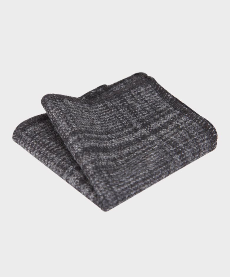 Boys Tweed Check Grey Tie and Hanky Set - Charcoal Grey