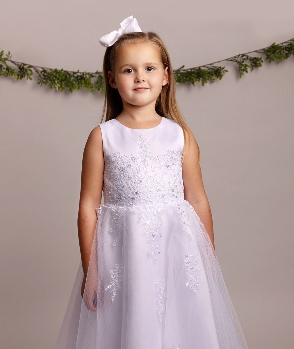 Flower Girl White Lace Dress with Bolero - BEXLEY - White