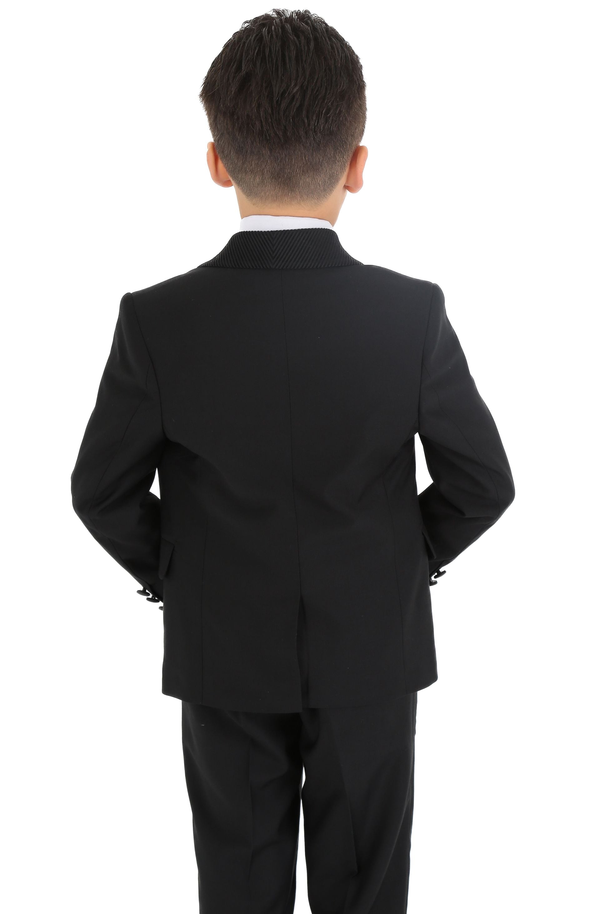 Boys Tuxedo Suit - Corduroy Velvet Waistcoat & shawl lapel - Black