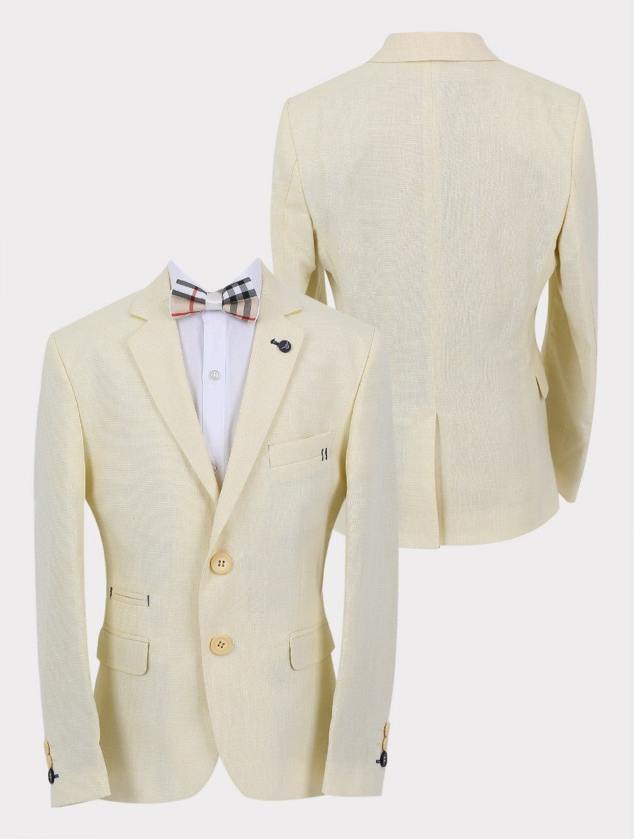 Boys Casual Linen Blazer - Beige