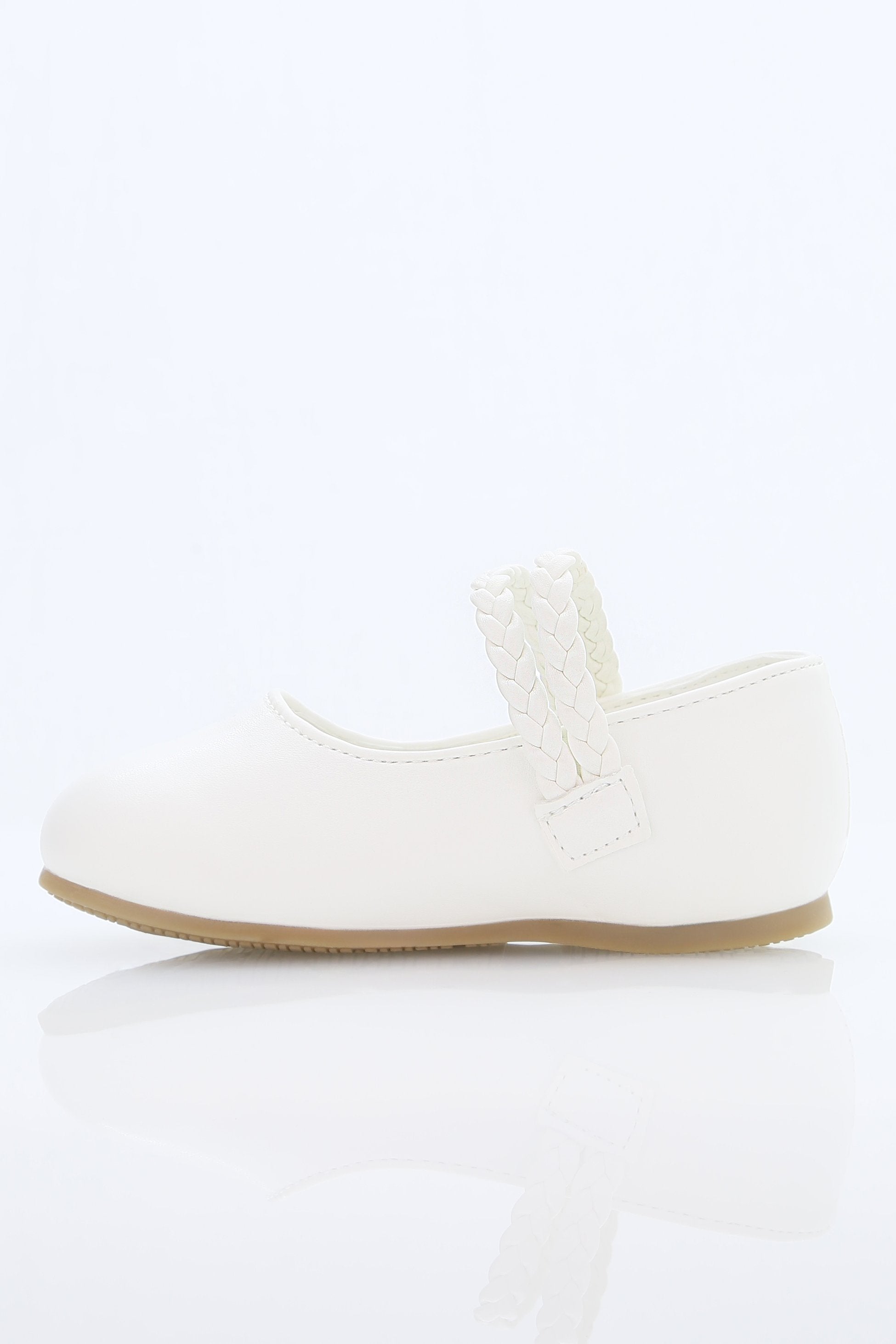 Little Girls’ Braided Strap Mary Jane Shoes with Bow - OPHELIA - White