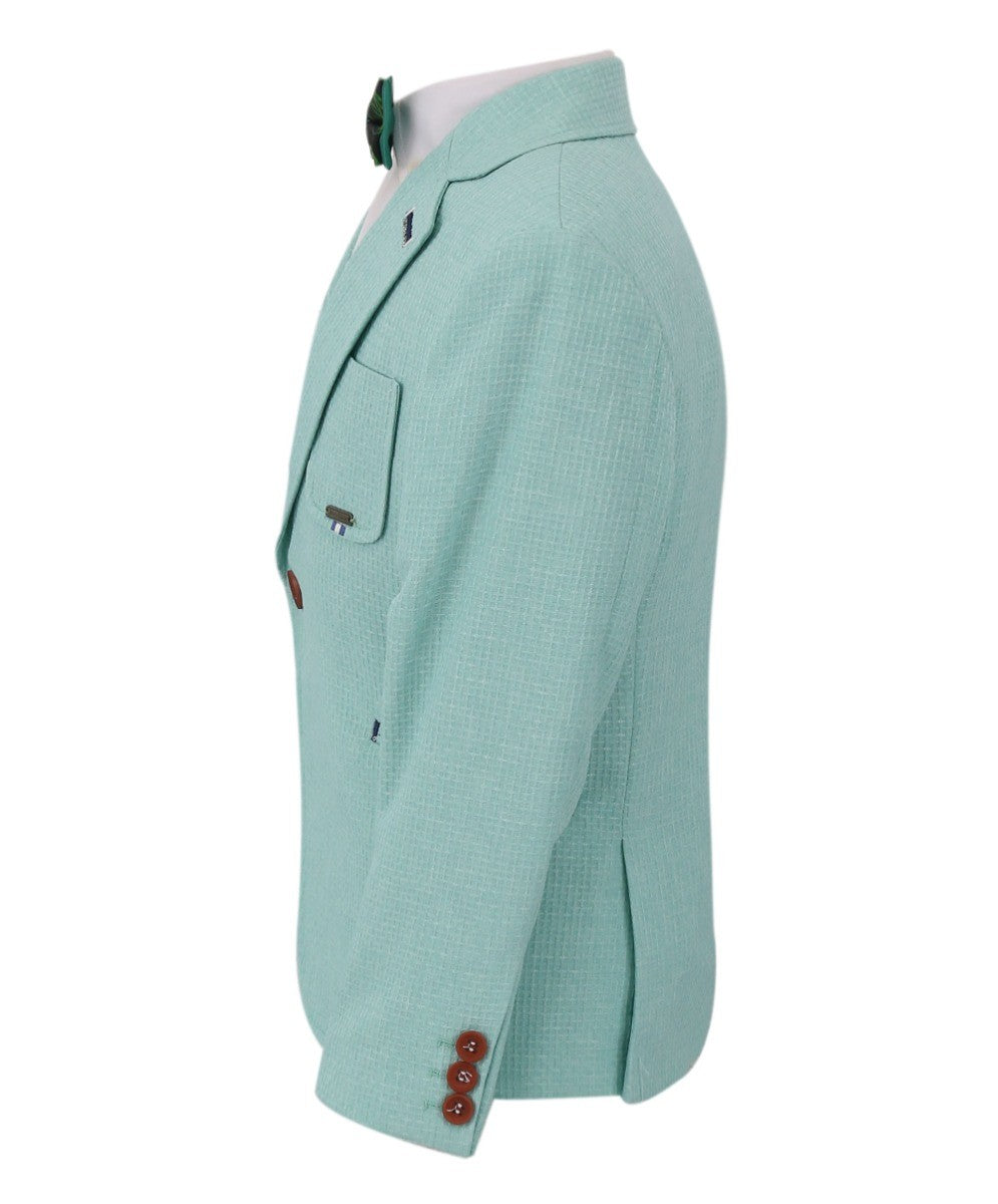 Boys Twill Single Breasted Slim Fit Blazer - TERRY - Aqua Green