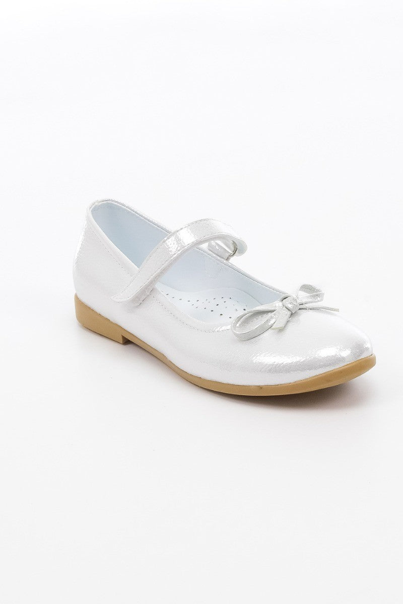 Girls Mary Jane Flat Dress Shoes - ANNA - Silver