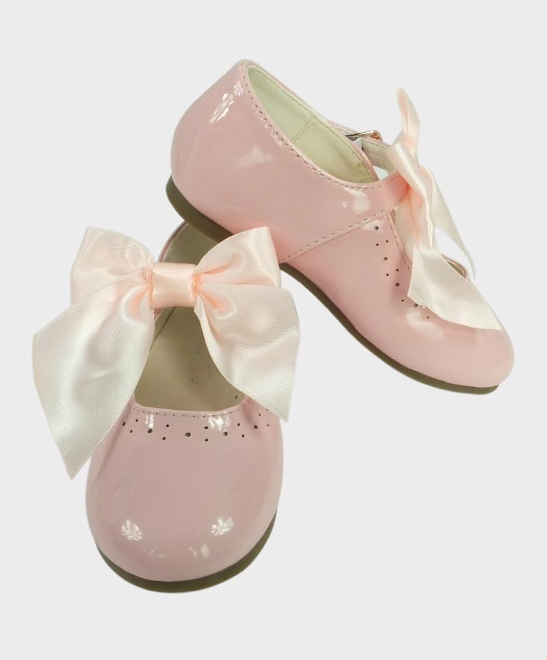 Girls Patent Mary Jane Flat Shoes - Pink