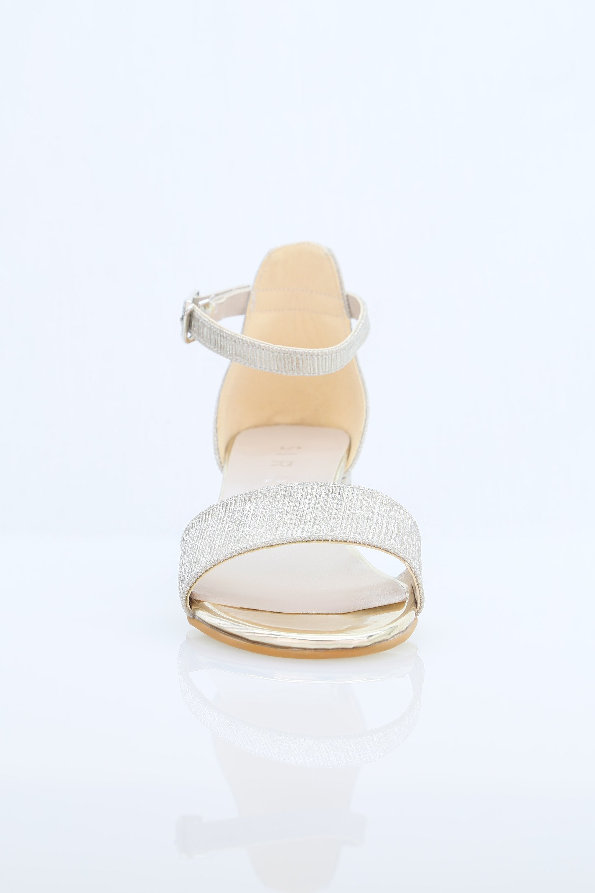 Girls Textured Silver Block Heel Sandals - JENNY - Gold