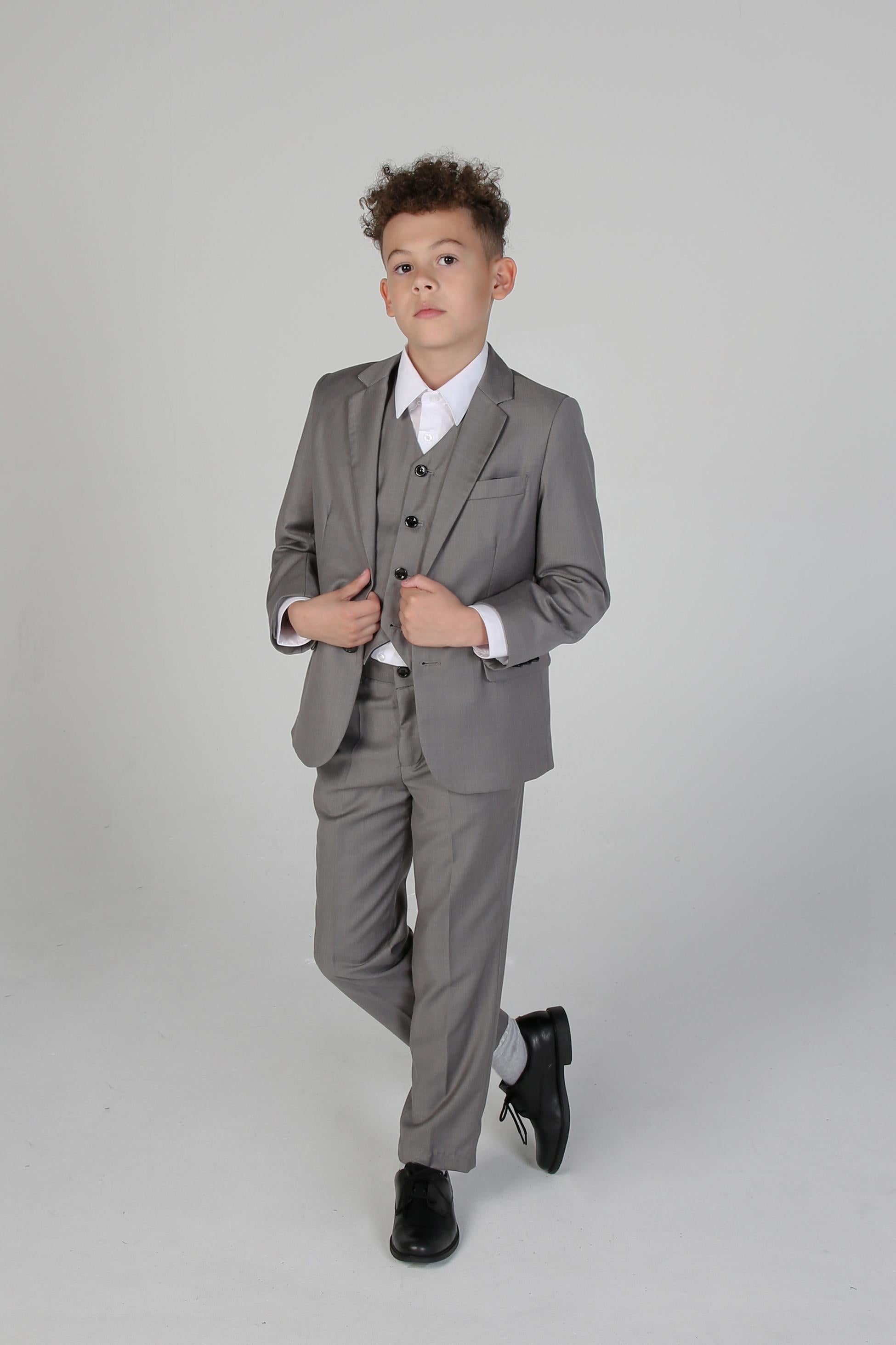 Boys Tailored Fit Black Suit - PARKER - Light Grey