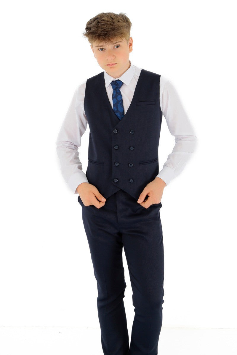 Boys Slim Fit Formal Suit - Navy Blue