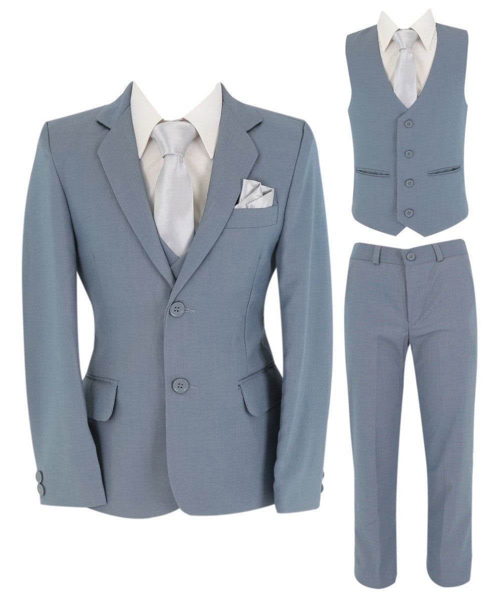 Boys 6 Piece All In One Formal Suit Set - RUN - Light Grey