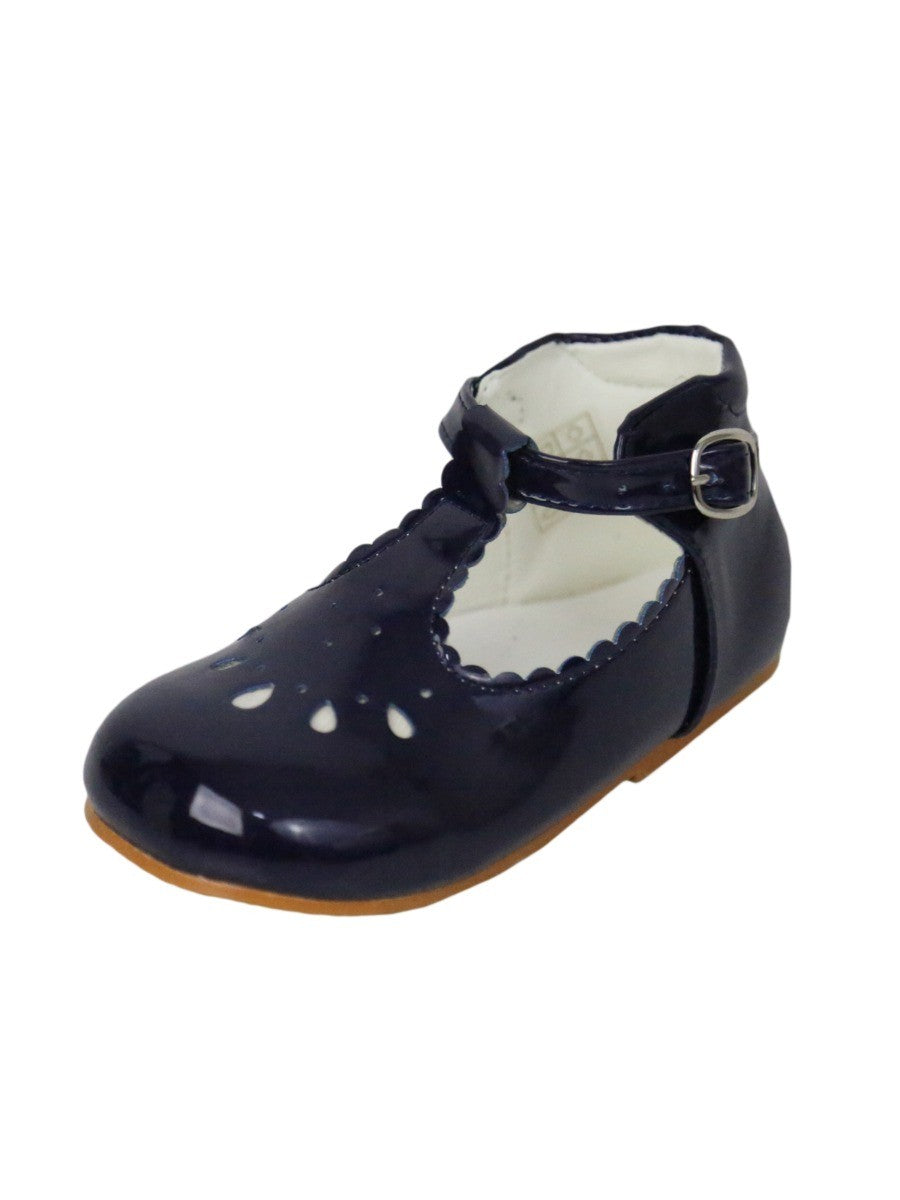 Girls Bridesmaid Perforated Shoes - Navy Blue