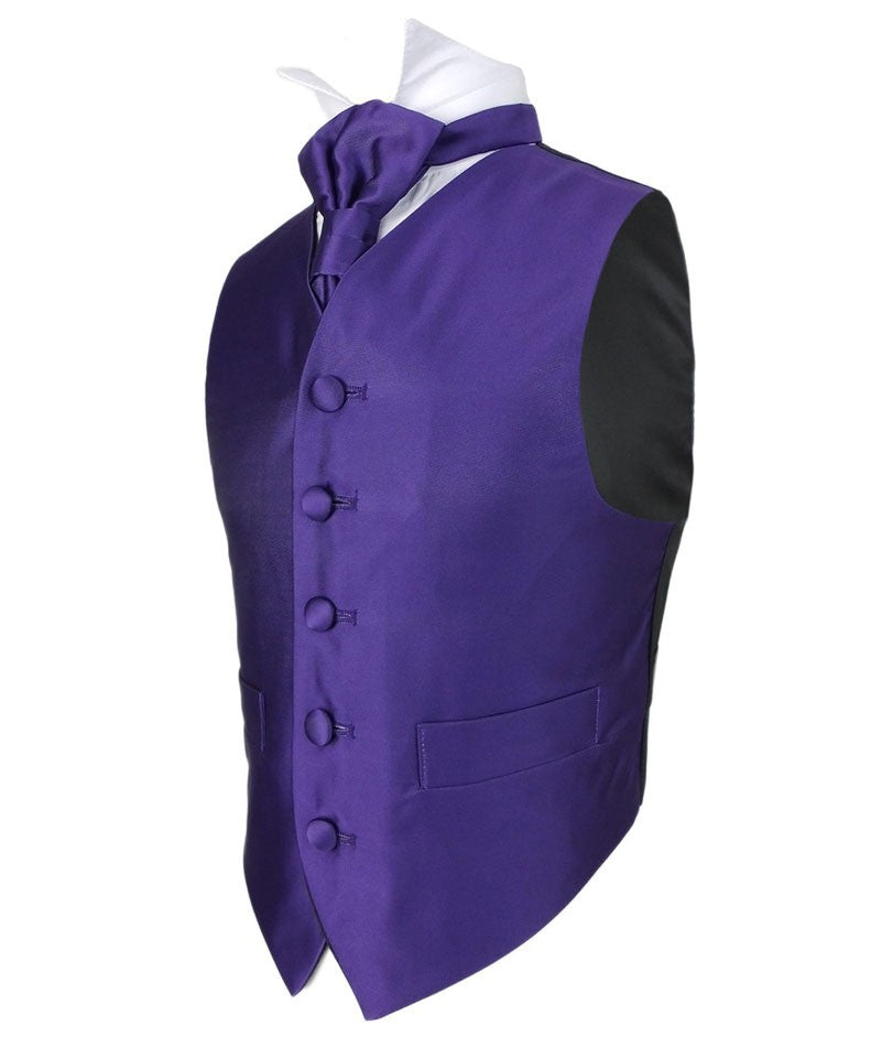 Boys Satin Waistcoat & Cravat Set - Purple