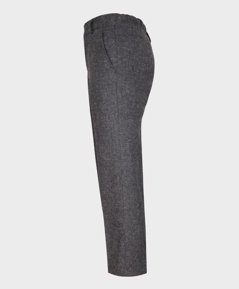 Boys Tailored Fit Herringbone Grey Trousers - GEORGE - Dark Grey